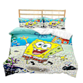 Miniatyrbild 1 av 2: Spongebob Squarepants Serie Tryckt Påslakan Tvådelat Set Tredelat Barnrum Dekorativt Påslakan W style 1 210*210three-piecesuit