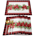 Pikkukuva 2 / 5: Luonnonmukainen juutti säkkikangas joulutähti kukka painettu pöytätabletti alusta kangas kahvi tee tabletit kuppi lasinalunen liina keittiöön 10 8pcs 32x45cm