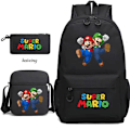 Miniatyrbild 5 av 5: Super Mario 3 st/set Barnryggsäck Pojkar Skolväska Tillbaka till Skolan Present Khaki 16 Inches