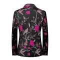 Miniatyrbilde 3 av 3: Herre Broderi Én Knapp Blazer Slim Fit Blomstertrykt Dress Stilig Blomster Smokingjakke Red M