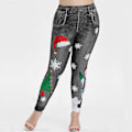 Miniatyrbillede 2 af 3: Glædelig Jul Snemand Søde Dame Jeggings Høj Talje Ankel Længde Dejlige Leggings Dame Skinny Træningsbukser Jul LGS96-2 L
