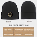 Miniatyrbilde 3 av 4: Unisex lazy beanie vinter varm strikket lue koreansk smiley fjes broderi ull strikket lue hip hop pullov