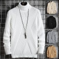 Miniatyrbilde 2 av 5: Vinter Herre Casual Turtleneck Pullover Menn Langermet Stripet Genser Koreansk Stil Mote Varm Strikket Genser