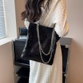 Miniatyrbild 3 av 5: Metallic Silver Tote Bag Handväska Lyx Paljett Dam Axelväska Kedja Crossbody Väska black 25x4x30cm