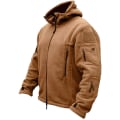 Miniatyrbillede 1 af 5: Herre Outdoor Vandreture Hættefrakker Varm Militær Taktisk Sport Fleece Hættetrøje Jakke Multi-lommer Khaki XXL