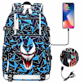 Miniatyrbillede 1 af 4: Venom Fashion Printet USB Ungdoms Skoletaske (1-4) Color-7