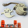 Pikkukuva 2 / 3: 10 kpl Halloween puisia viipaleita - Askarteluja narulla (kummitus)