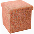 Miniatyrbilde 1 av 5: Sammenleggbar puff 30x30x30 cm i mandarinoransje Dekorativ oppbevaringsboks i linstoff for å spare plass Kistekrakk sete