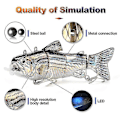 Miniatyrbilde 2 av 3: Robotisk Svømmeagn Fiske Auto Elektrisk Lokkemiddel Wobblere For 4-segments Swimbait USB Oppladbar Blinkende LED-lys, fiske E-Yvan