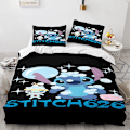 Miniatyrbild 1 av 2: Stitch 3D-tryckt Sängklädesset Påslakan Örngott Barn Present Färg 5 US FULL 200x230cm