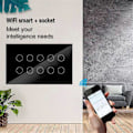 Miniatyrbillede 2 af 5: WIFI Smart Touch Lys Vægkontakt Interruptor Glaspanel 8 Gang Tuya Smart Life til Alexa Home Wh
