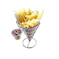 Miniatyrbillede 3 af 5: 2 stk. Pommes Frites Stativ Kegle Kurv Fritureholder med Sauce Dyppere Metal Stegt Kylling Display Stativ Trådstativ