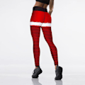 Miniatyrbild 2 av 5: Nya God Jul Leggings Hög Midja Elasticitet Kvinnor Tryckta Randiga Snö Leggings Punk Bälte 3 Färger Byxor D-JK1-129 L