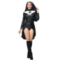 Miniatyrbillede 3 af 4: 2023 Ny Halloween Kors Sort Nonne Kjole Kvinde Præst Rolle Spil Kjole Med Hårbånd Stram Sygeplejerske Uniform _iu XL