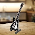 Miniatyrbilde 4 av 5: Miniatyr Tre Simulering Elektrisk Gitar Modell Musikkinstrument Ornamenter Gaver Svart