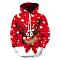Miniatyrbillede 1 af 2: Efterår og Vinter Jule Hoodie 3D Print Julemand Hættetrøjer Street Trend Fritid Pullover Hættetrøjer Dame Frakke AWY-SD030 3XL