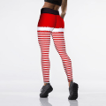 Miniatyrbild 2 av 5: Nya God Jul Leggings Hög Midja Elasticitet Kvinnor Tryckta Randiga Snö Leggings Punk Bälte 3 Färger Byxor D-JK1-128 S
