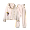 Pikkukuva 1 / 2: Luonnonvalkoiset Karhu Velvet Pyjamat Naisten Pitkähihainen Plus Velvet Sarjakuva Koralli Velvet Pyjamat Off-white Bear L