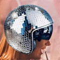 Miniatyrbilde 5 av 5: Diskokulehjelm Glitter Speil Glass Punk Kostymehatt med Uttrekkbart Visir Diskokulehatt for B