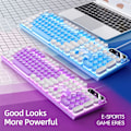 Miniatyrbild 3 av 5: Retro Punk Rund Keycap Gaming Tangentbord Trådbundet RGB Bakgrundsbelyst Tangentbord USB Bakgrundsbelyst 104 Tangenter Tangentbord white blue