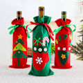 Miniatyrbillede 1 af 5: 3 Jule Vinflaske Poser med Etiketter - Premium Non-Woven Stof - Festlige Flaskeposer - Gaver, Borddekoration