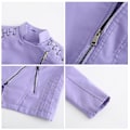 Miniatyrbilde 3 av 4: Skinnjakke for kvinner, avslappet med glidelås, tilgjengelig i 12 farger Purple B XL