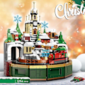 Miniatyrbillede 2 af 4: Tekniske Idéer Julemusikboks Byggeklodser DIY Saml Slottmodel Klodser Venner Legetøj Til Børn Festival Gaver