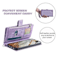 Miniatyrbillede 5 af 5: 005 Style Kompatibel til Samsung Galaxy A51 4G SM-A515, Rhombus Tekstur Wallet Style PU Læder Telefon Cover Lynlåslomme Stand Fea Purple