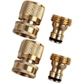 Miniatyrbilde 1 av 5: Messing 3/4-tommers gjenget hurtigkobling, hagevannkobling, bilvaskemaskin hann/hunn 3/4