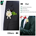 Miniatyrbilde 4 av 4: 4 stk Bryllupsknapphull, Hvite Rose Corsage Knapphull Blomster med Nål Klipp