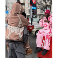 Miniatyrbild 4 av 5: Gotisk Grå Y2k Hoodie Rosa Hoodie Män Tjej Hip Hop Oversized Sweatshirt Harajuku Punk Streetwear Lös Casual Y2k Kostym Sudadera Dark Grey Set XL