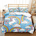Pikkukuva 1 / 2: Sarjakuvatyylinen yksisarvinen - kolmiosainen pussilakanasetti, harjattu kaksiosainen setti Q style 5 240*220three-piecesuit