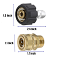 Miniatyrbillede 2 af 5: M22 Daglig Højtryksrenser Adapter Kit 14mm Drejeled til M22 Metrisk Fitting