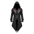 Miniatyrbild 2 av 2: 2023 Nytt Medeltida Assassin Spel Assassins Creed Cosplay Kostym Edward Streetwear Hooded Jacka Ytterkläder Halloween Party Kläder Black M
