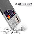 Miniatyrbillede 3 af 4: Kortholder Design Stof + PC + PU Læder Bagcover Stødsikkert Etui Kompatibelt til Motorola Moto G31 / G41 Grey