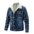 Miniatyrbillede 1 af 2: Herre Plus Fleece Denimjakke Revers Ensfarvet Enkeltknappet Fitted Denim Frakke L