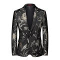 Miniatyrbilde 1 av 3: Herre Broderi Én Knapp Blazer Slim Fit Blomstertrykt Dress Stilig Blomster Smokingjakke Silver L