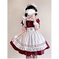 Pikkukuva 2 / 5: 2022 Musta Söpö Lolita-piikatytön asu Tytöt Naiset Ihana Piika Cosplay-asu Animaatioesitys Japanilainen asu Mekko Vaatteet red wine L