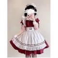 Pikkukuva 2 / 5: 2022 Musta Söpö Lolita-piikatytön asu Tytöt Naiset Ihana Piika Cosplay-asu Animaatioesitys Japanilainen asu Mekko Vaatteet red wine XXL