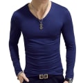 Miniatyrbild 1 av 5: Polo med hög krage för män, enfärgad, smal, elastisk, tunn, pullover, vår, höst, underkläder, polotröja, herrstickad blus, baströja, topp Deep blue 2 S