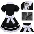 Miniatyrbilde 3 av 4: Bestselger Lolita Pikerollekostymer Fransk Pikerollekjole Jenter Kvinner Amine Cosplay Kostyme Servitør Pikerollefest Scene Kostyme Sett Black M