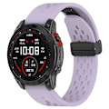 Miniatyrbillede 2 af 5: Kompatibel med Garmin Tactix 7 Pro / Fenix 7X / Fenix 7X Solar Silikone Urrem 26mm Åndbar Urrem med Foldespænde Purple
