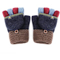 Miniatyrbild 1 av 5: Barngloves För Flickor Pojkar 5-10 År Gamla Mode Vinter Höst Ullvantar Halvfinger Stickade Vridna Clamshell Dubbeltjocka Varma Handskar Fo
