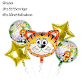 Miniatyrbillede 1 af 5: 5 stk. Jungle Dyr Tiger Løve Abe Zebra Giraf Ko Luft Helium Ballon Børn S tiger set