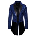 Pikkukuva 4 / 4: Miesten kiiltävä paljetti- ja glitterikoristeltu bleiseritakki Miesten yökerho Prom-puku Bleiseri Puku Homme Laulajat Lava-asut Smokki Uusi Navy Blue S