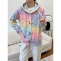 Miniatyrbild 4 av 5: Höst Damtröja 2022 Ny Färg Tie-dye Regnbåge Kofta Tröja Kappa Kvinnor Vinter Lös Långärmad Stickad Hooded Kofta