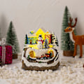 Miniatyrbillede 2 af 4: Resin Julekrybbehus med LED-lys, Julenatlys Skinnende Musik Snehus Snemand 12*11*15cm