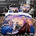 Miniatyrbilde 2 av 3: Eventyrprinsesse-serie Barnesengeklær 3D-trykk Dynetrekk Putetrekk Frozen Szx 135*200two-piece