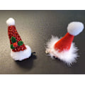 Miniatyrbillede 2 af 3: Hårklämma Jul Tomtemössa röd/glitter 2-pack 10 cm Red