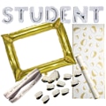 Miniatyrbillede 1 af 8: Studentpaket Dekoration Vit/Guld Ballong Band Ram Löpare Konfetti Student Multicolor